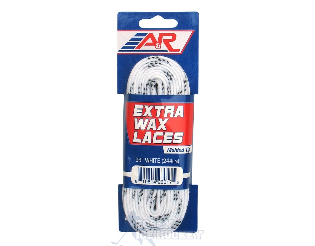 A&R Extra Wax Hockey Laces White Essex Ice Hockey